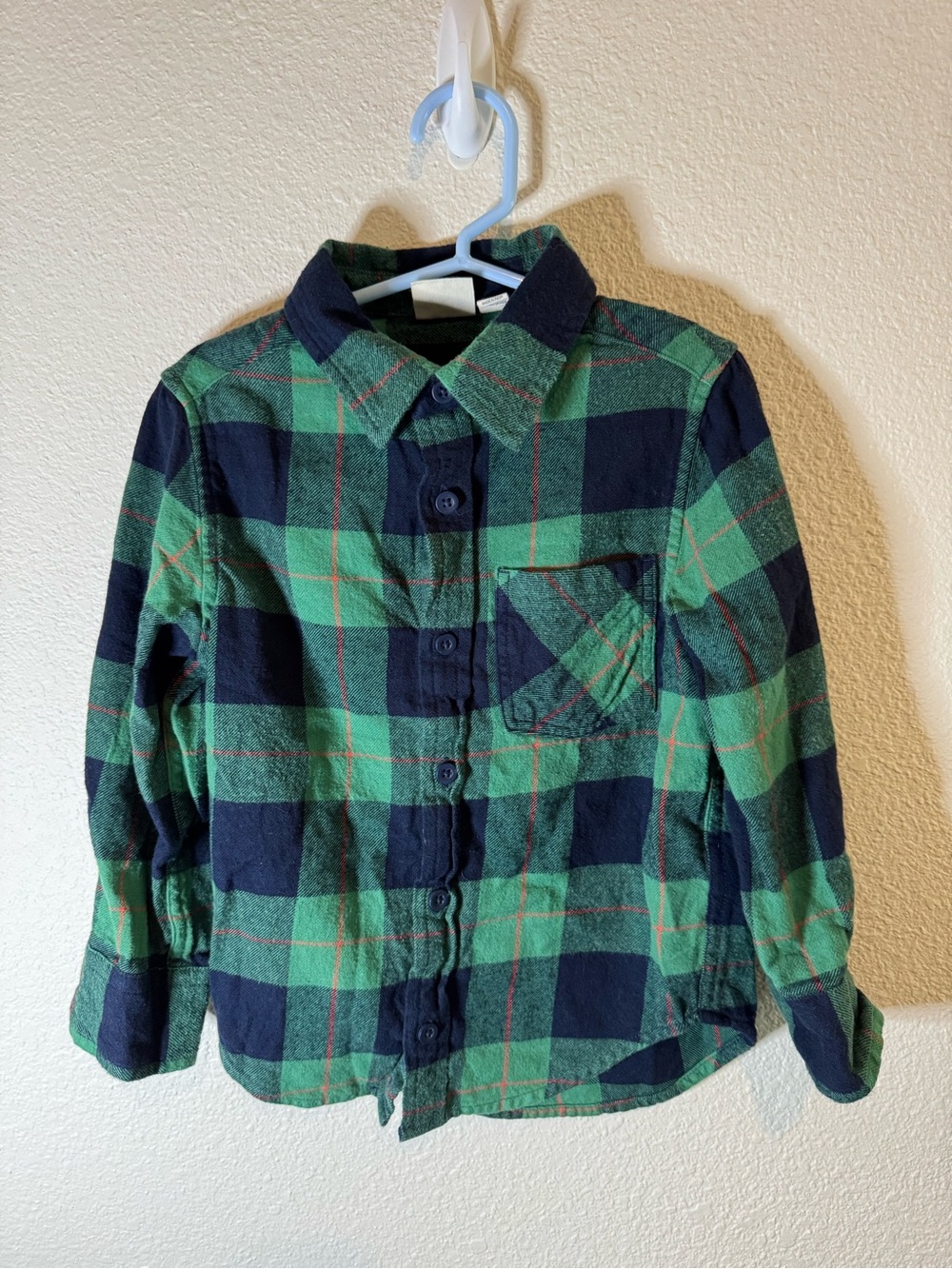Classic Green & Navy Plaid Button-Up Shirt for Kids